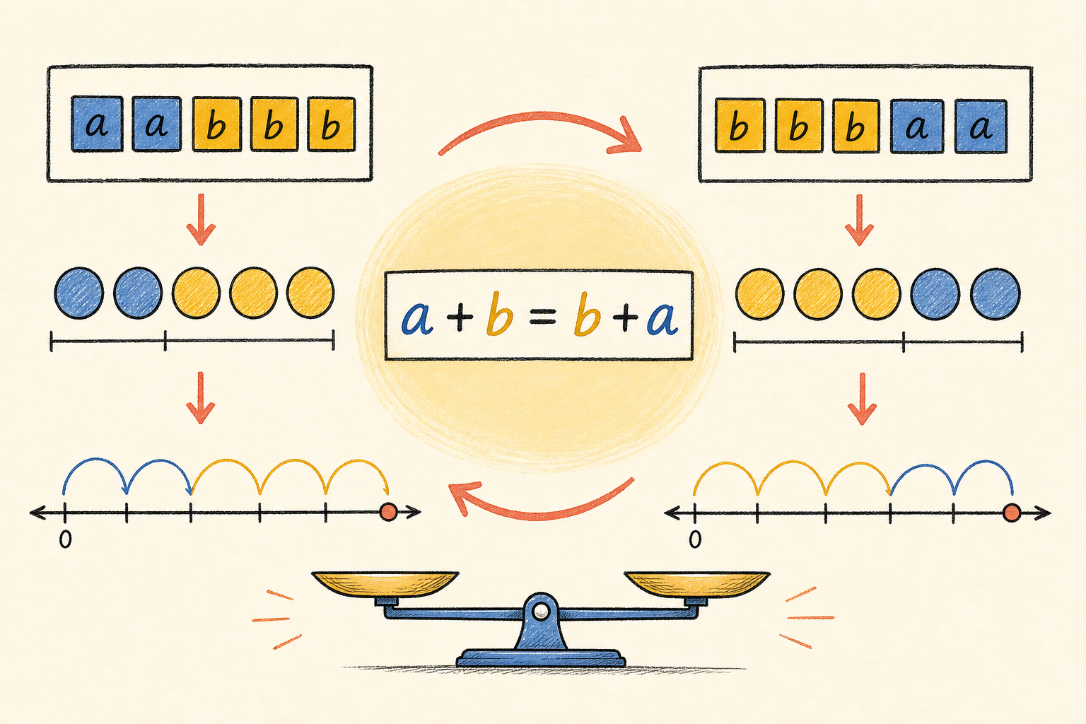 Editorial math illustration for The Commutative Property of Algebra