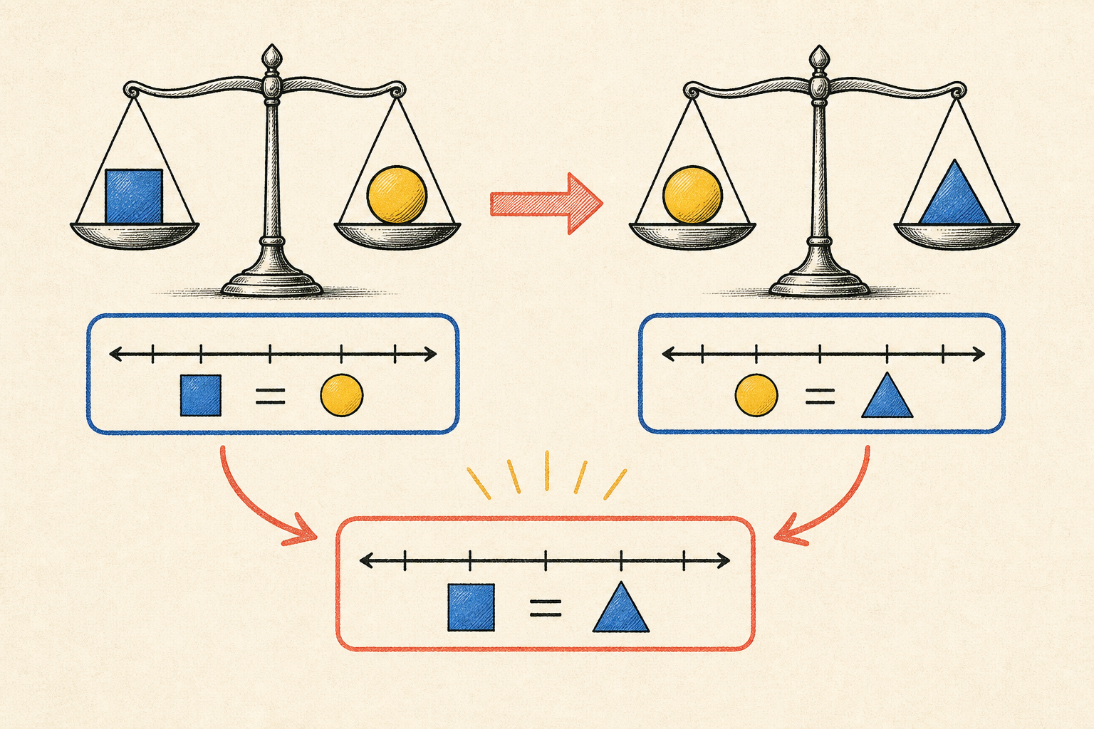Editorial math illustration for The Transitive Property