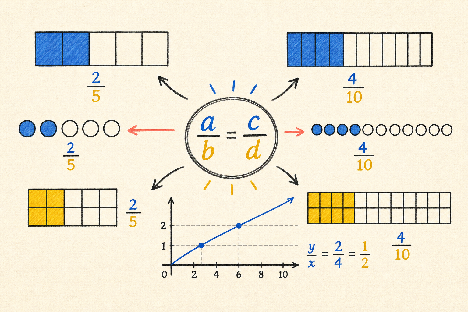 Editorial math illustration for Fractions and Ratios Warmup