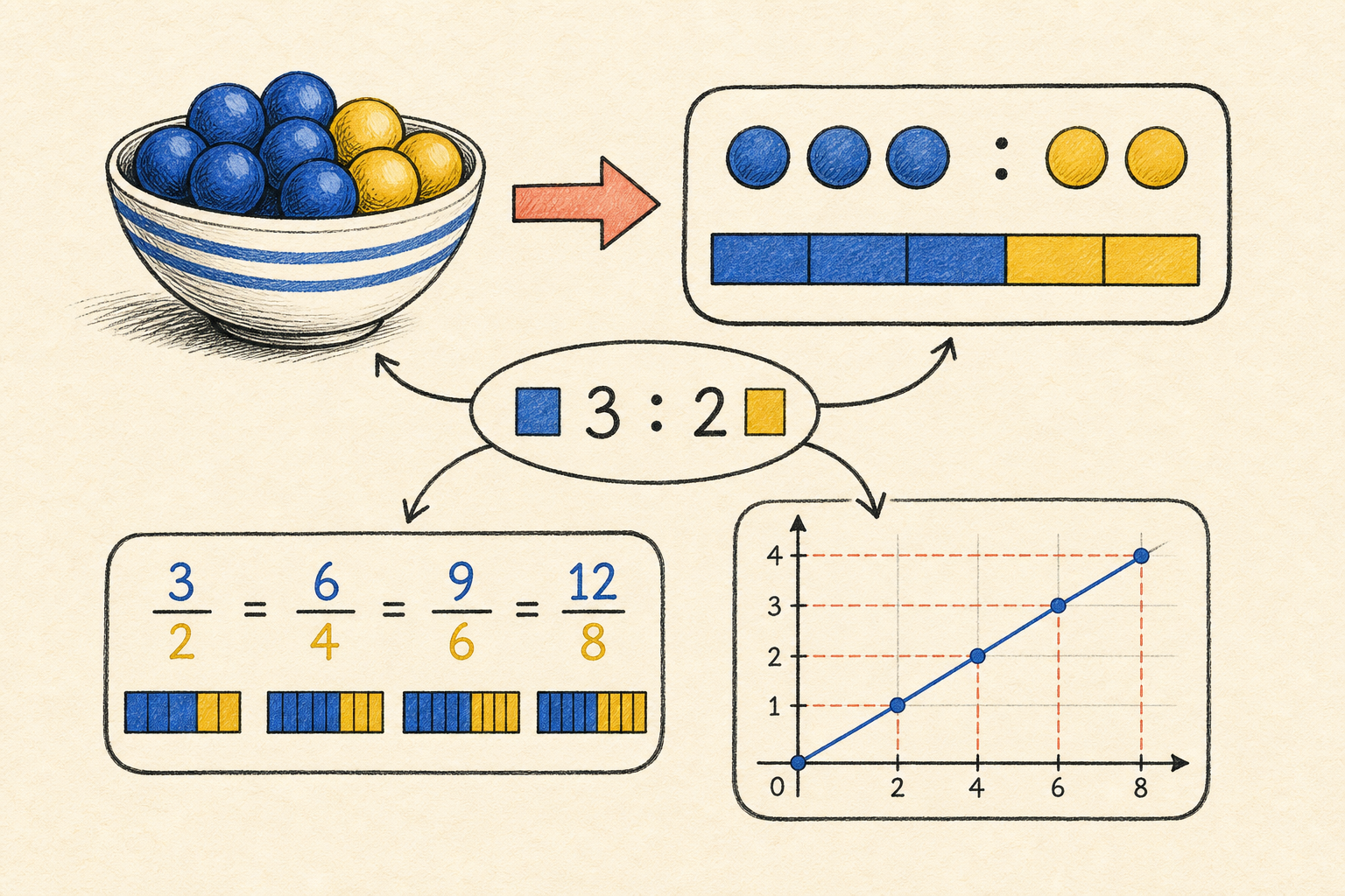 Editorial math illustration for Identifying and Writing Ratios