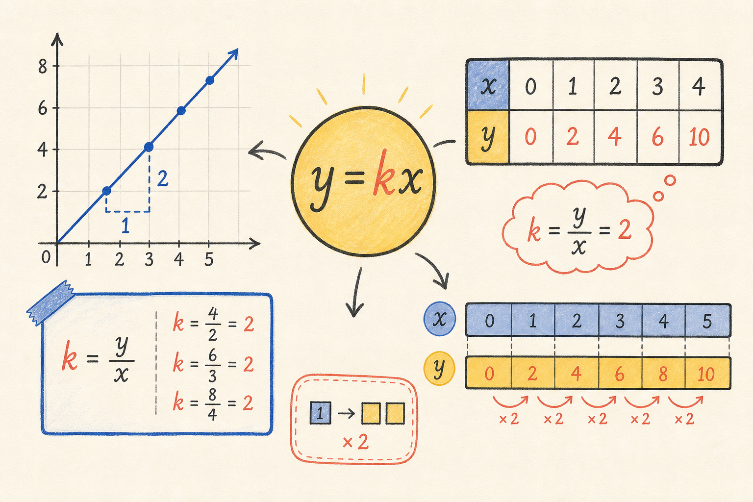 Editorial math illustration for Finding the Constant of Proportionality