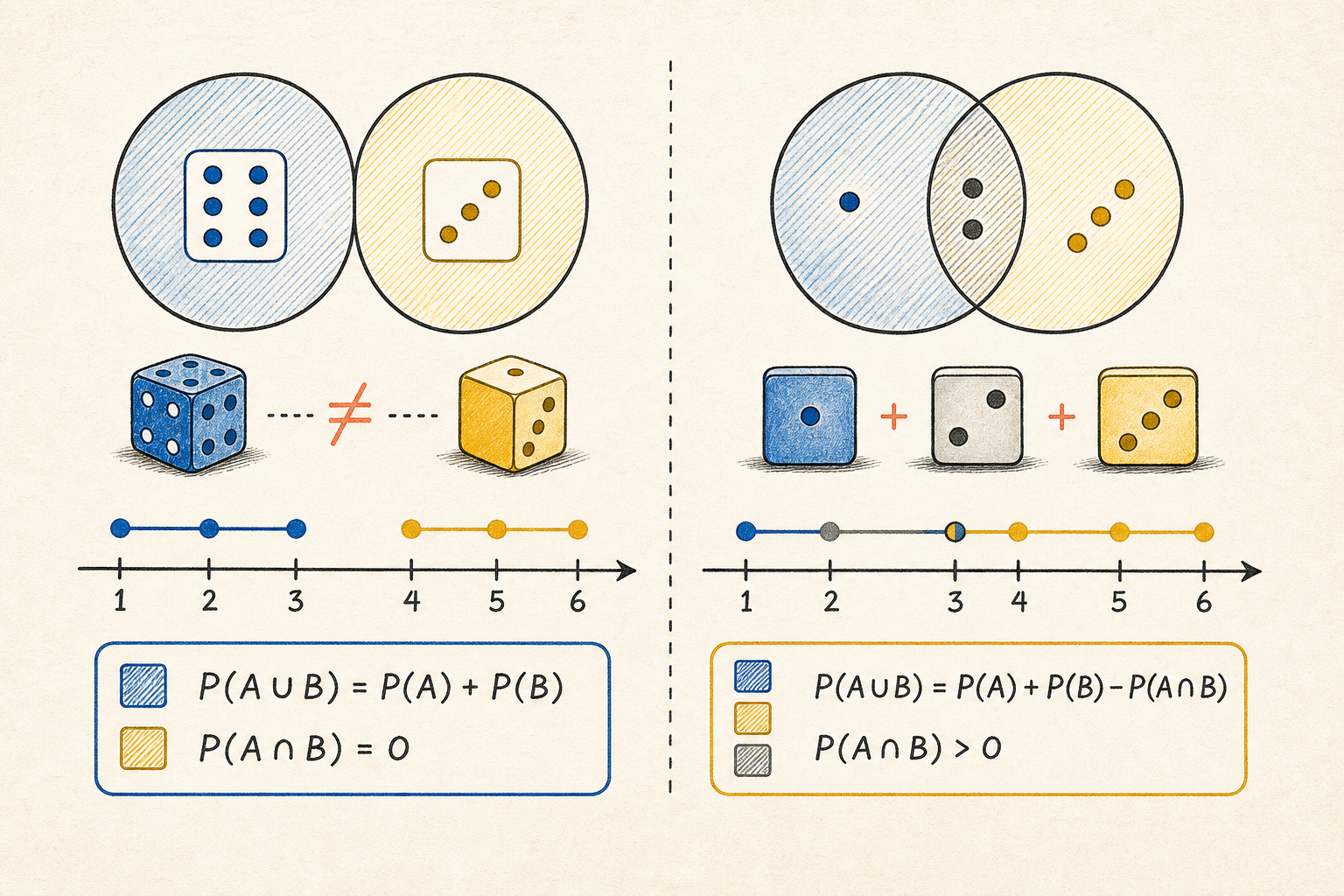 Editorial math illustration for Mutually Exclusive and Mutually Inclusive Events