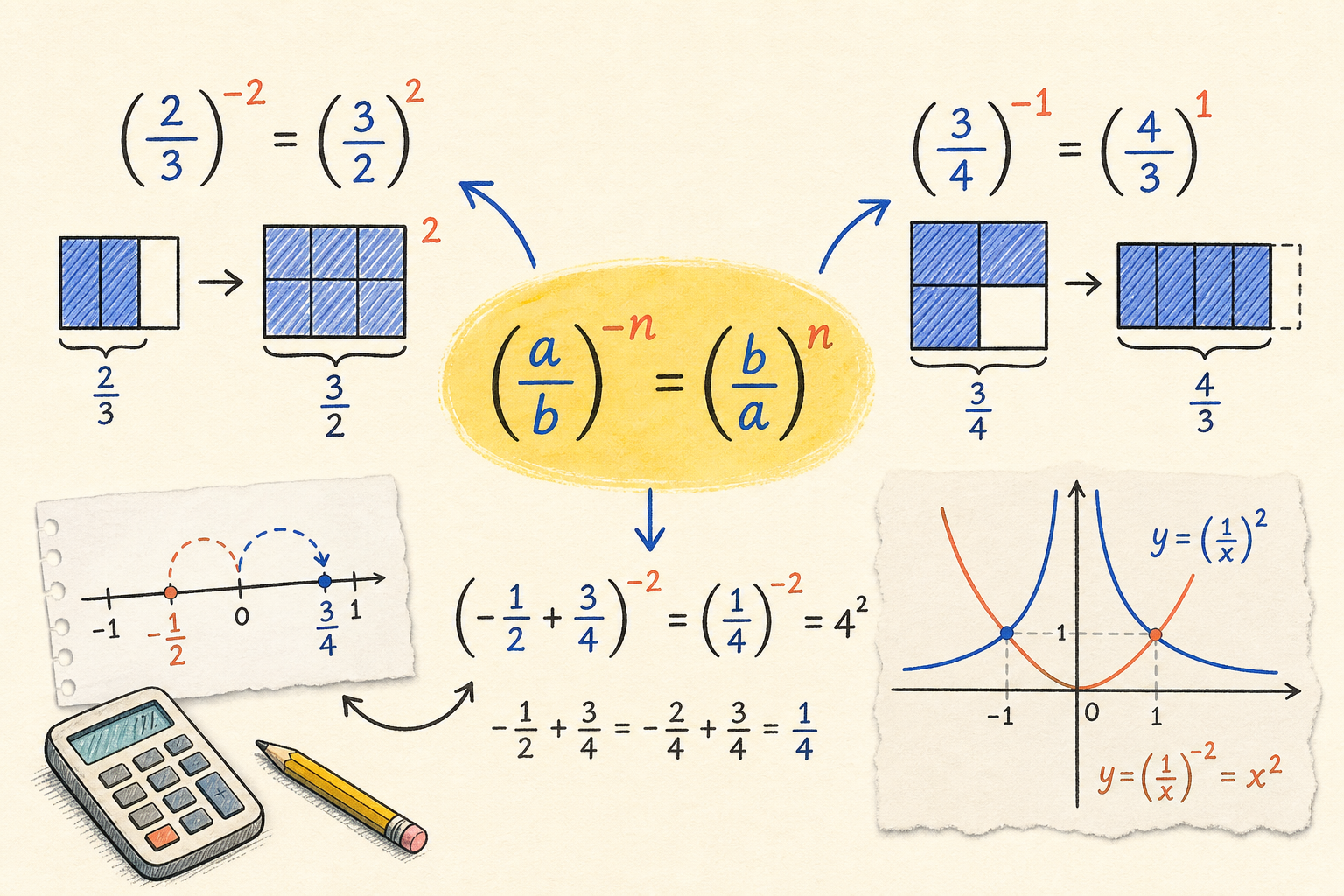 Editorial math illustration for Fractions and Parenthesis with Negative Exponents