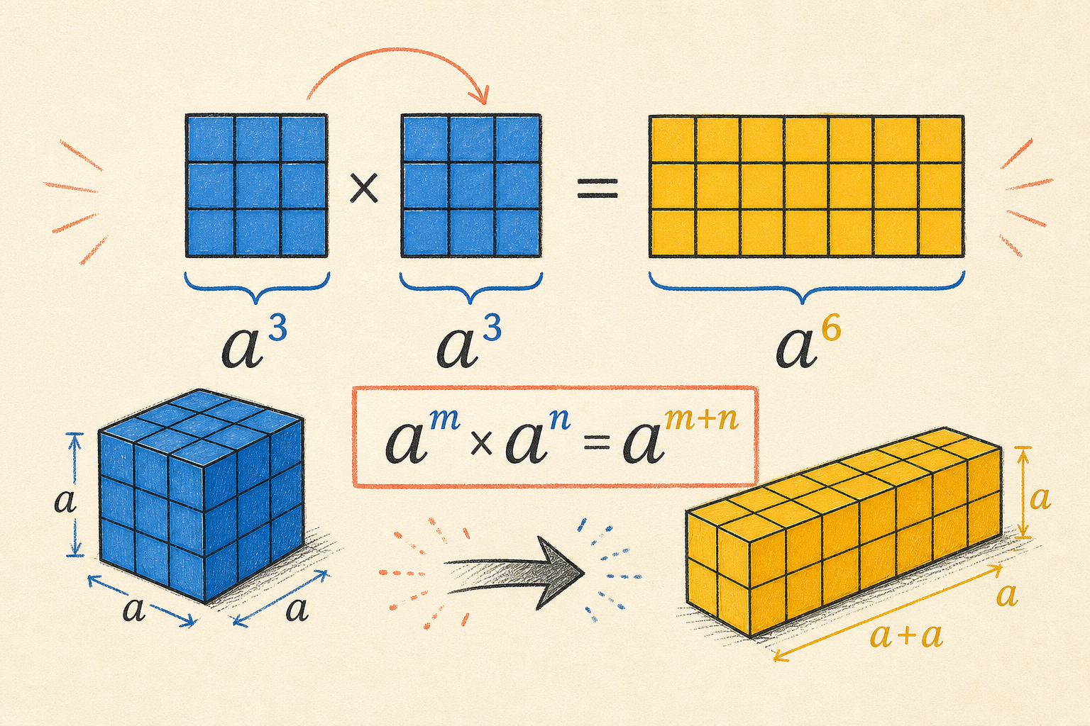 Editorial math illustration for Product Rule of Exponents