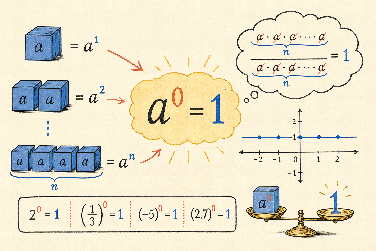 Editorial math illustration for Zero Exponent Rule