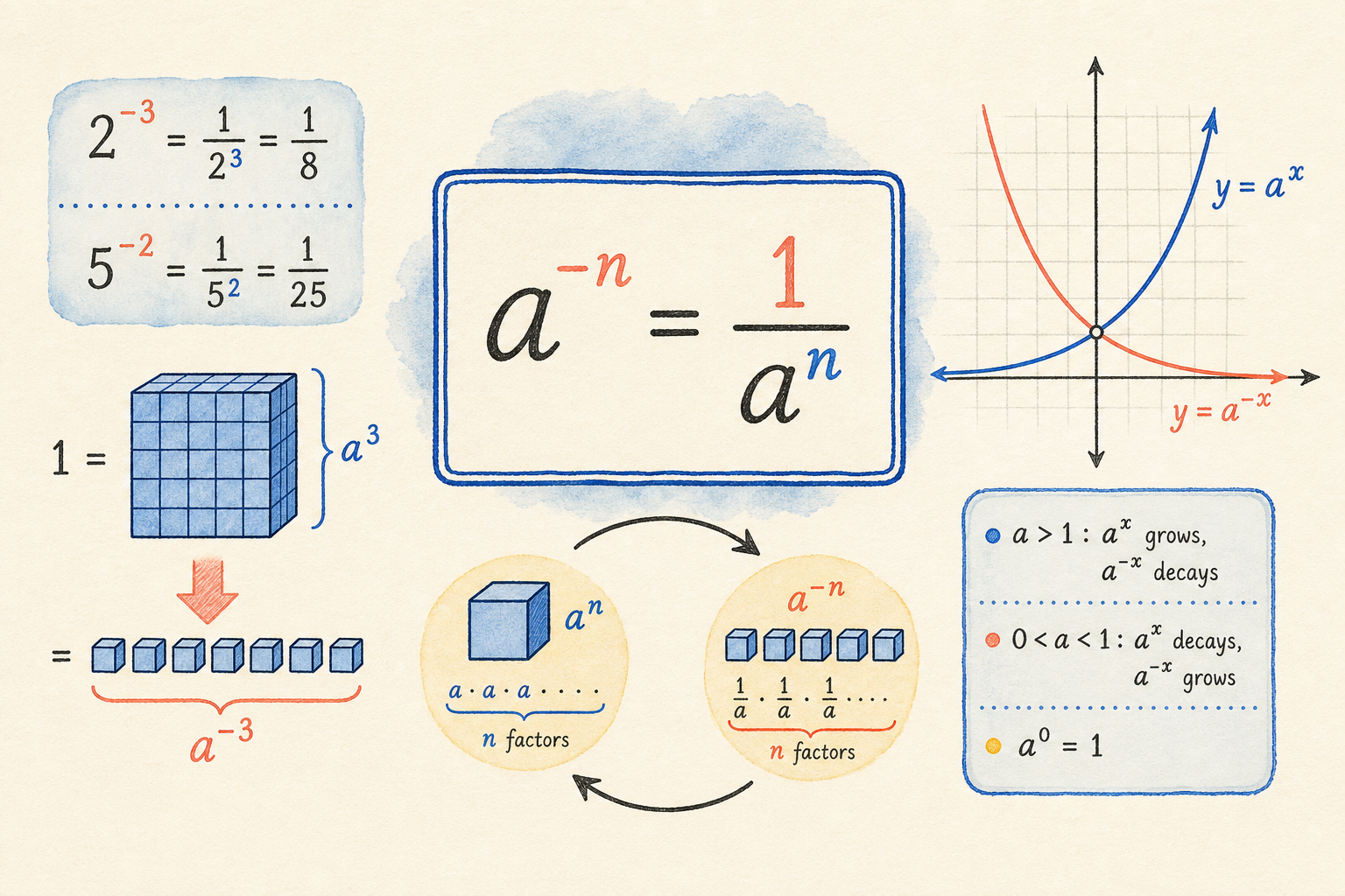 Editorial math illustration for Negative Exponent Rule