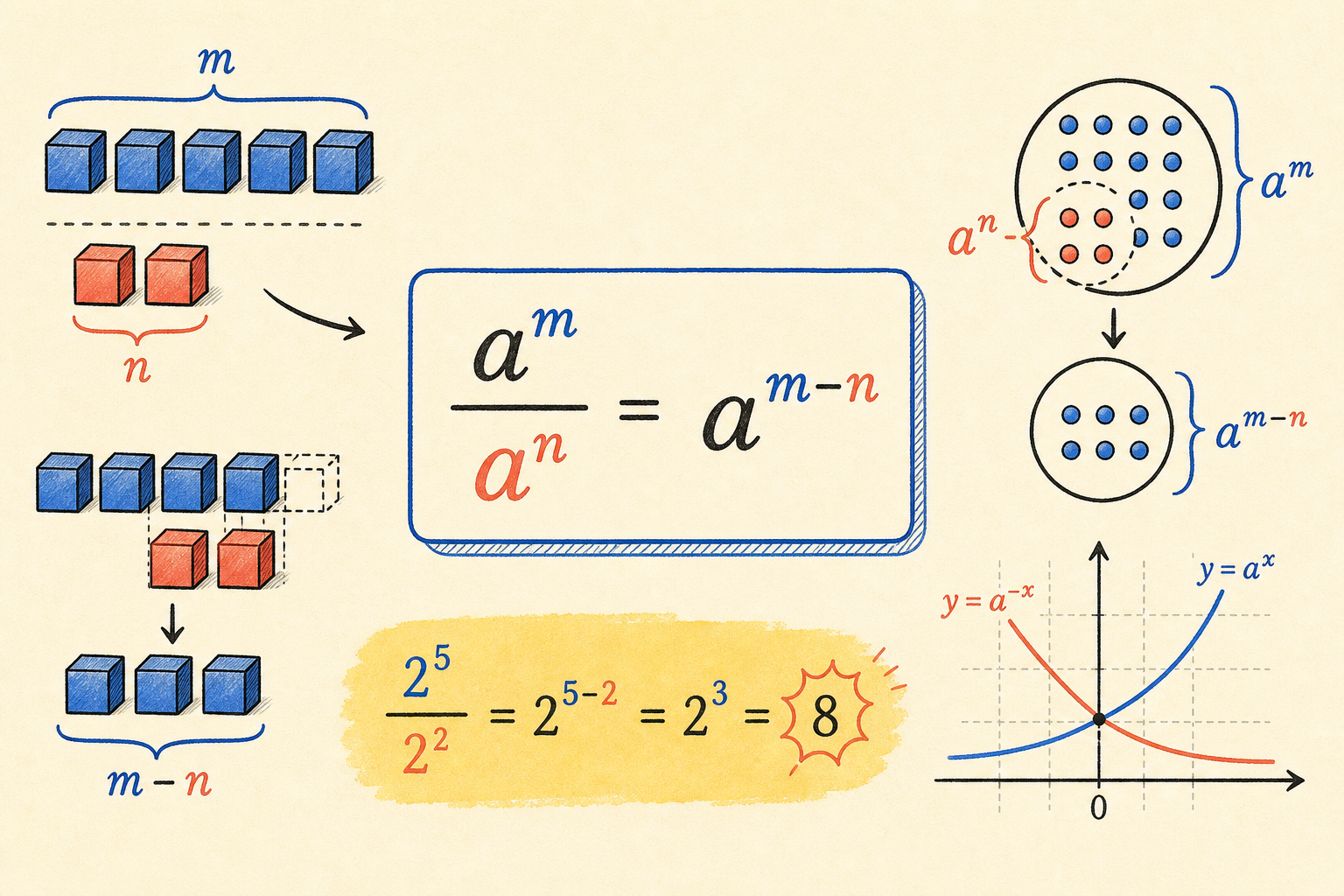 Editorial math illustration for Power of a Quotient Rule of Exponents