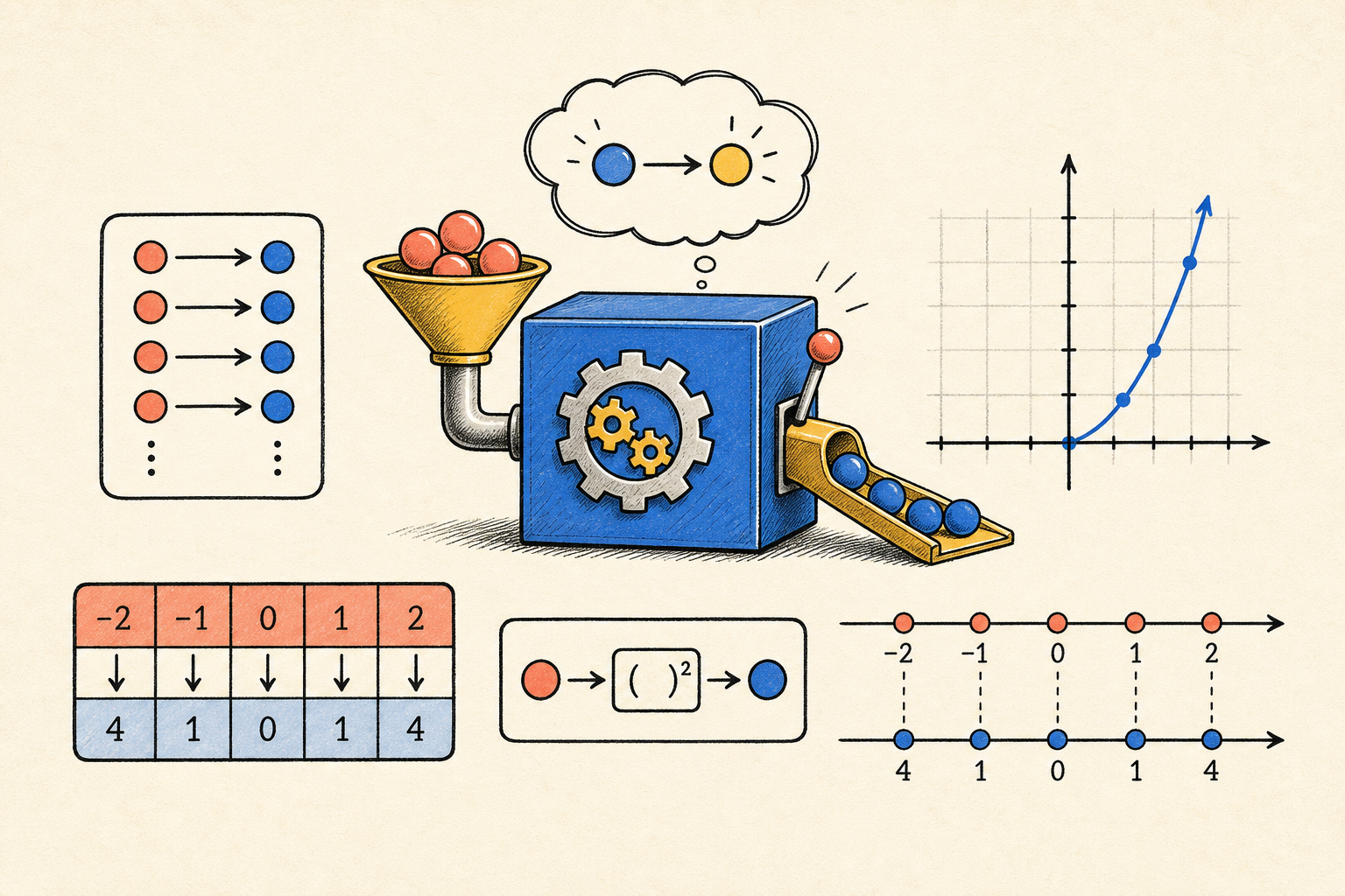 Editorial math illustration for What is a Function and Why Do We Use Them?