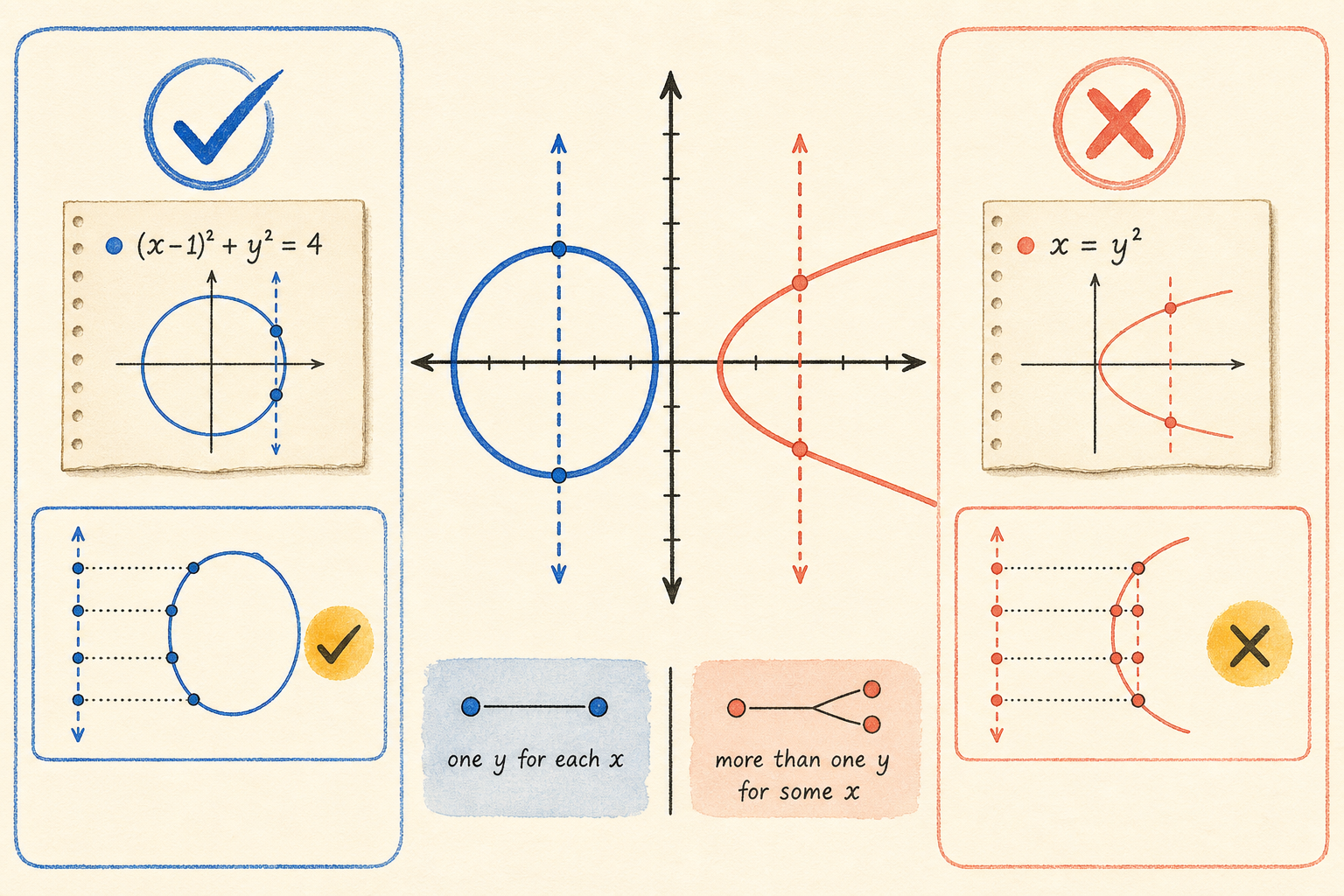 Editorial math illustration for Using the Vertical Line Test