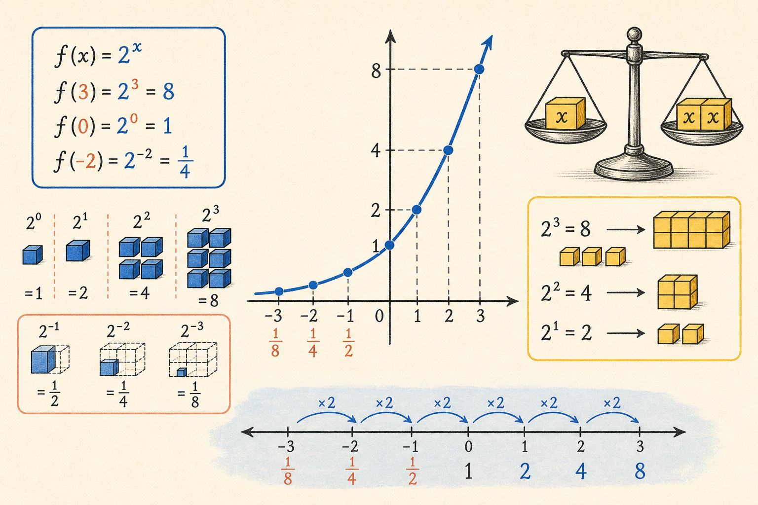 Editorial math illustration for Evaluating Exponential Functions