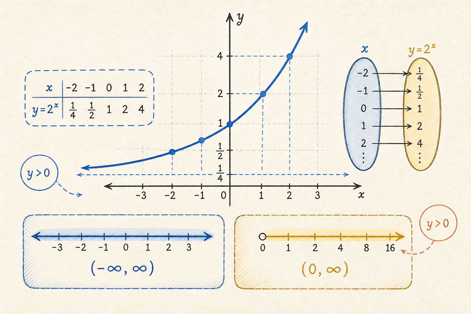 Editorial math illustration for Understanding Domain and Range in Exponential Functions