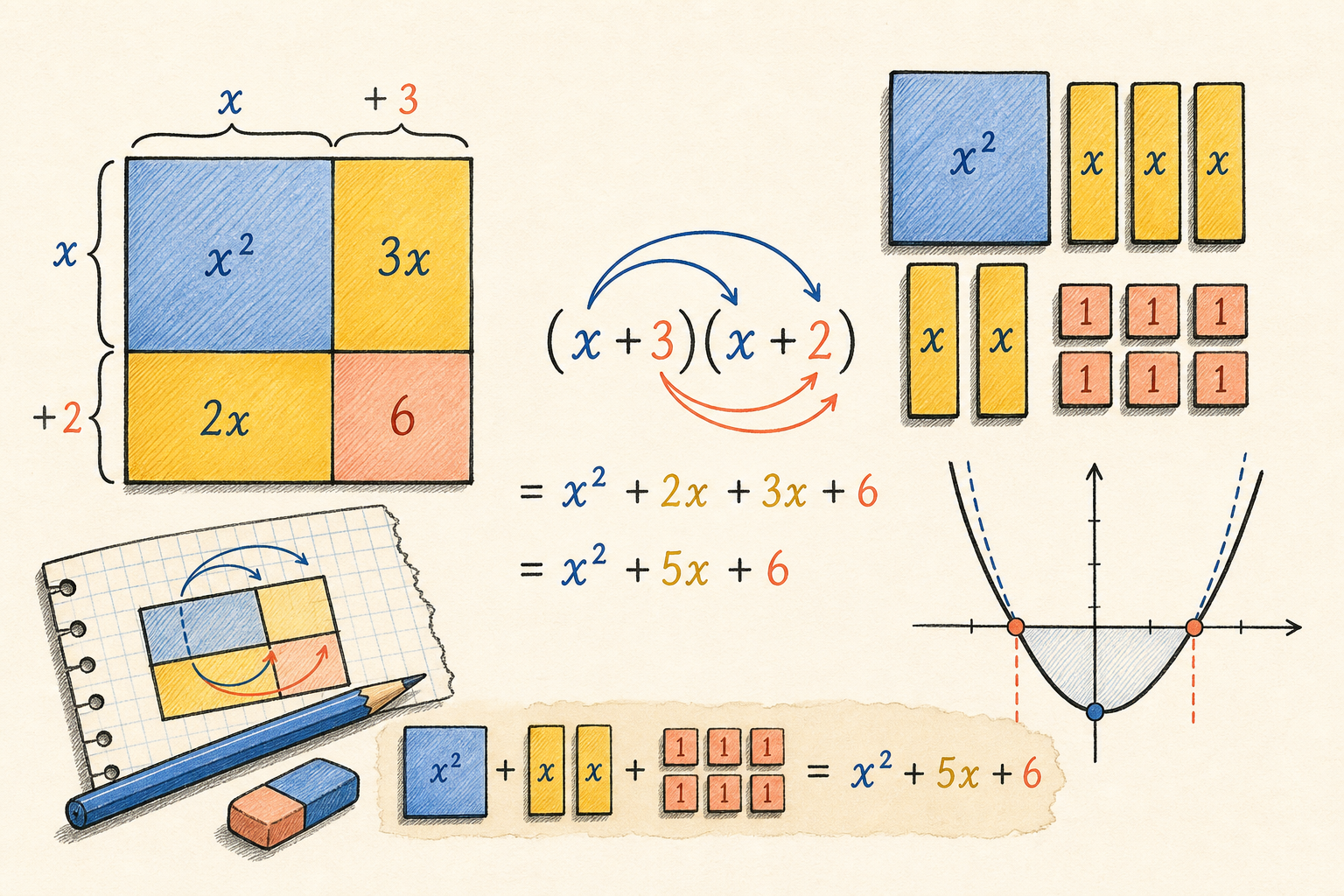 Editorial math illustration for Multiplying Polynomials