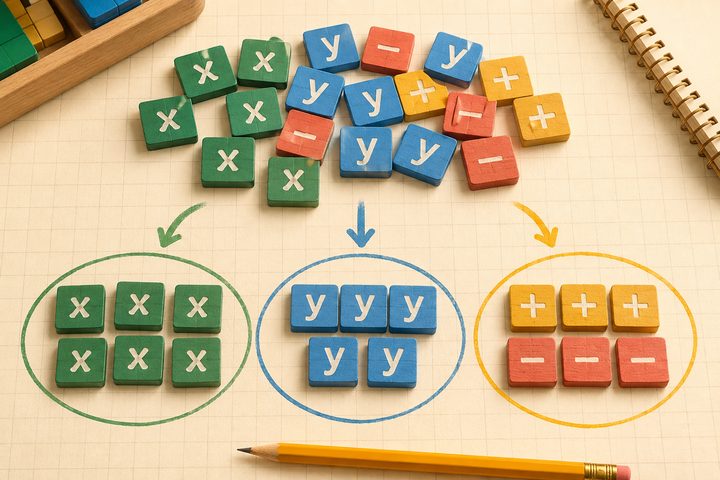 Variable and constant tiles sorted into matching groups