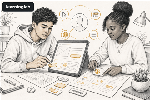 Line-art illustration for Designing Programs and User Interfaces