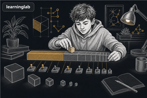 Dark-mode line-art illustration for LAB - Binary Fraction Builder