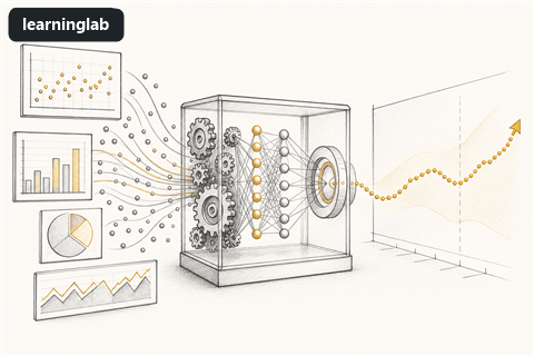 Line-art illustration for Predictive Algorithms and Data Visualization