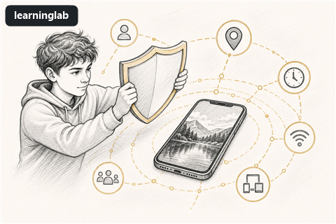 Line-art illustration for Privacy and Metadata