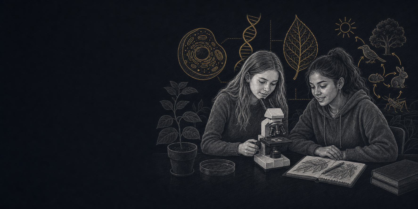 White and Latina high-school students studying biology