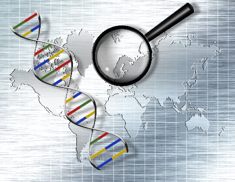 Picture of DNA Strands and a Magnifying Glass