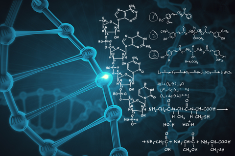 Picture of Chemist Tools on a Blue Background